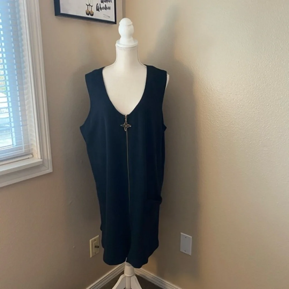 Blair Sport sleeveless zippered black swim coverup, Sz. 1X